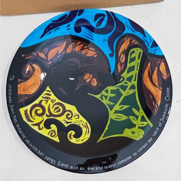 Starbucks 2002 Barista Siren's Plate 35/1200 Hand Painted Ltd Edition Lrg 18.75" - Picture 2 of 12